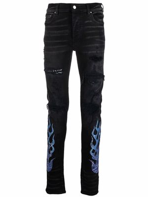 AMIRI bandana-print fire skinny jeans - Black