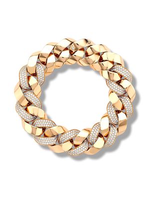 Pragnell 18kt rose gold diamond Cuba medium chain bracelet - White