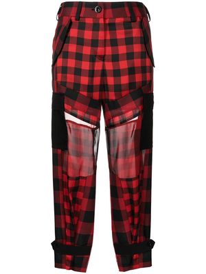 sacai check-pattern tapered trousers
