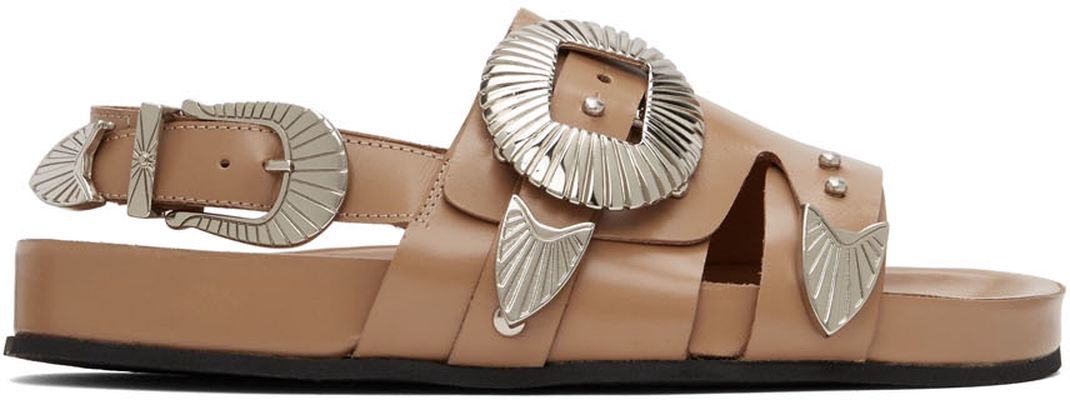 Toga Pulla SSENSE Exclusive Beige Leather Flat Sandals