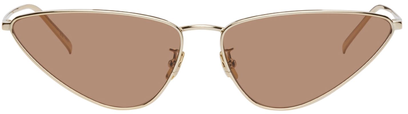 Saint Laurent Gold Shiny Cat-Eye Sunglasses
