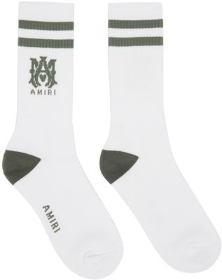 AMIRI White & Green Ribbed M.A. Socks