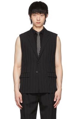 Saint Laurent Black Wool Stripe Blazer