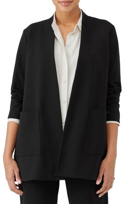 Eileen Fisher Open Front Long Jacket in Black