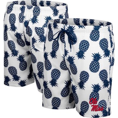 Men's Colosseum White/Navy Ole Miss Rebels Pineapple Swim Shorts