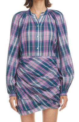 Isabel Marant Etoile Blandine Plaid Button-Up Shirt in Petrol