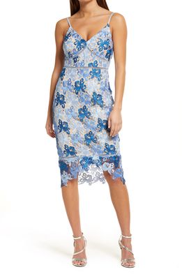 Lulus Endless Elegance Lace Body-Con Dress in Blue Multi