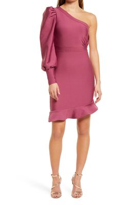 Lulus Top of the List One-Shoulder Asymmetric Dress in Magenta