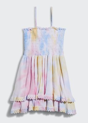 Girl's Tie-Dye Smocked Gauze Dress, Size 4-6
