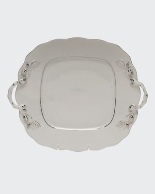 Platinum Edge Square Cake Plate with Handles