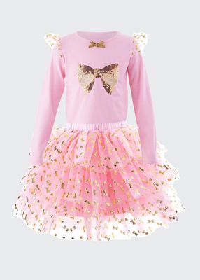 Girl's Bow Embellished Top w/ Tutu Tulle Skirt, Size 3T-10