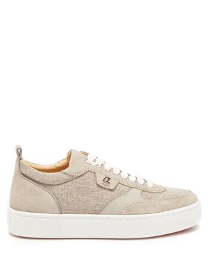 Christian Louboutin - Happy Rui Canvas And Suede Trainers - Mens - Grey