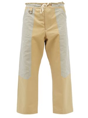 Nicholas Daley - Colour-block Waxed-cotton Trousers - Mens - Beige Multi