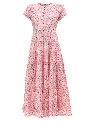 Cefinn - Sawyer Floral-print Cotton-blend Midi Dress - Womens - Pink