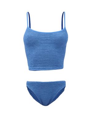 Hunza G - Strap Crinkle-knit Tankini - Womens - Blue