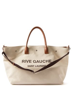 Saint Laurent - Rive Gauche Maxi Linen-blend Canvas Tote - Mens - Beige