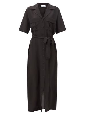 Raey - Relaxed-fit Pocket-front Silk Shirtdress - Womens - Black