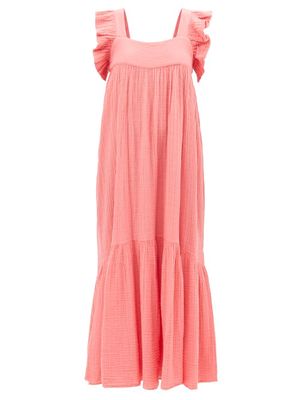 Anaak - Samira Ruffled-strap Cotton-muslin Dress - Womens - Pink