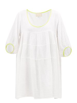 Anaak - Nina Scoop-neck Gauze Mini Dress - Womens - White Yellow