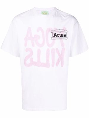 Aries Yoga Kills slogan-print T-shirt - White