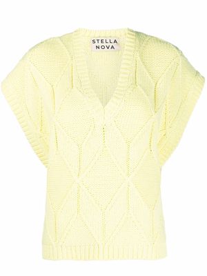 Stella Nova V-neck cable knit jumper - Yellow