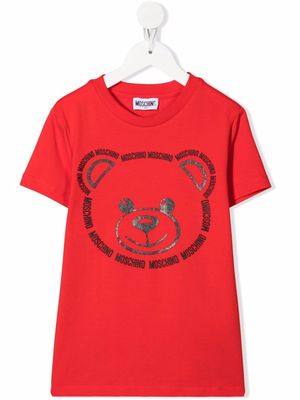 Moschino Kids teddy bear-print cotton T-Shirt - Red