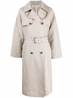 Michael Michael Kors double-breasted linen trench coat - Neutrals