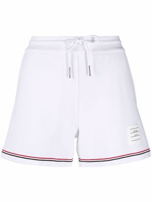 Thom Browne RWB stripe hem ribbed shorts - 100 WHITE