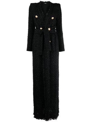 Balmain double-breasted tweed coat - Black