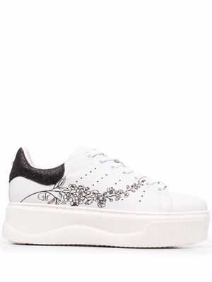 Cult embellished floral-print low-top sneakers - White