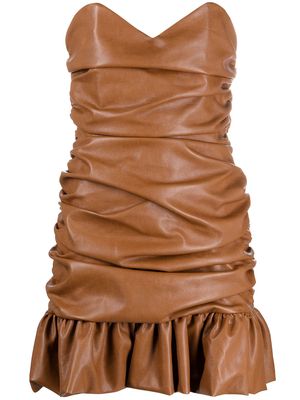 Giuseppe Di Morabito ruched faux-leather mini dress - Brown