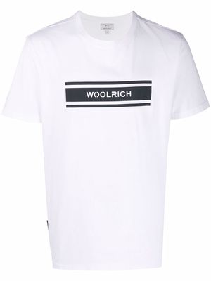 Woolrich organic cotton logo-stripe T-shirt - White