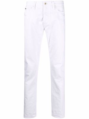 Emporio Armani five-pocket cotton straight-leg trousers - White
