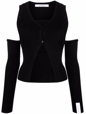 Rokh cut-out knitted cardigan - Black