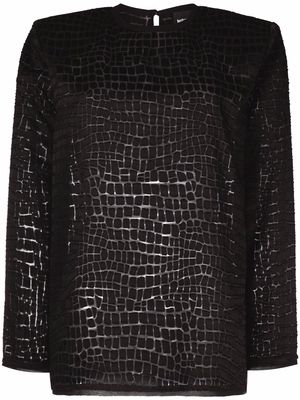 Just Cavalli velvet crocodille-effect blouse - Black