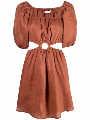 Faithfull the Brand Almero hand-dyed cut-out dress - Brown