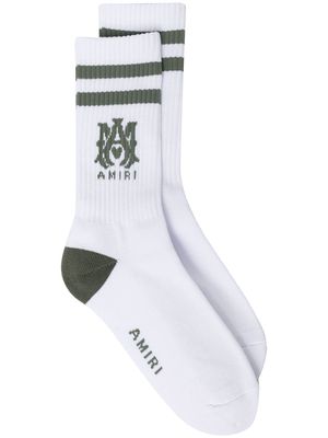 AMIRI striped logo-print socks - White