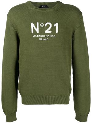 Nº21 intarsia-knit logo jumper - Green