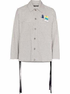 Song For The Mute brooch-detail gingham shirt jacket - White