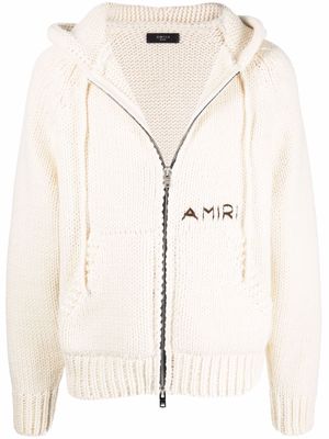 AMIRI wool logo-embroidered hoodie - White
