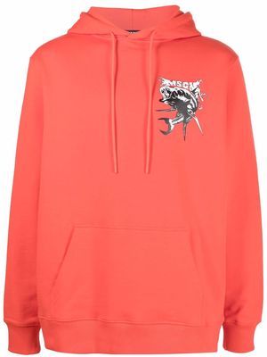 MSGM Fish-print hoodie - Red