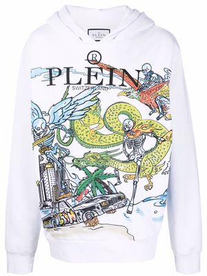 Philipp Plein graphic-print pullover hoodie - White