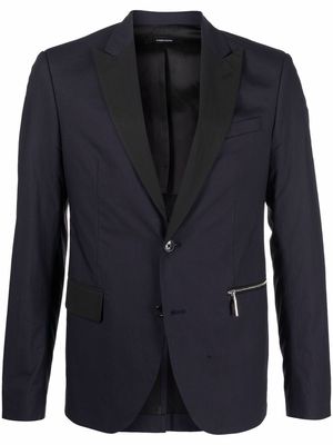 costume national contemporary single-breasted cotton blazer - Blue