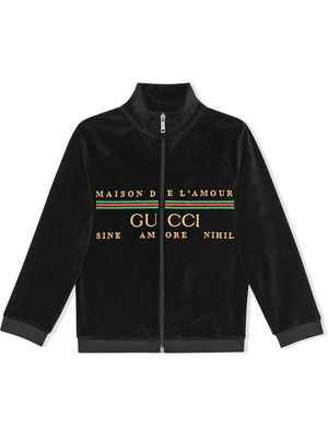 Gucci Kids Maison de L'Amour zipped chenille jacket - Black