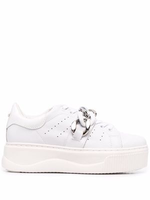 Cult chain-link leather sneakers - White