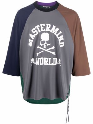 Mastermind World colour-block logo-print T-shirt - Grey