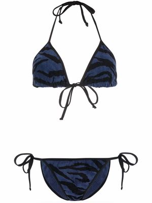 Zadig&Voltaire tiger-print tie-fastening bikini - Blue