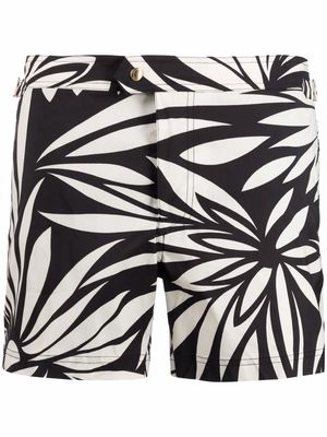 TOM FORD monochrome floral-print swim shorts - Black