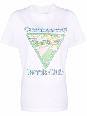 Casablanca Tennis Club-print T-shirt - White
