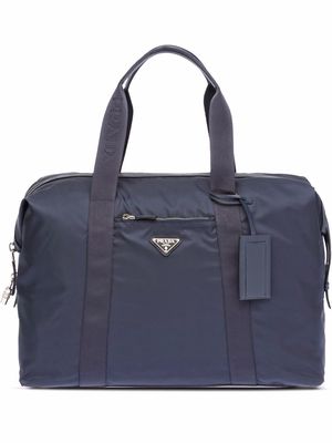 Prada Re-Nylon triangle logo holdall bag - Blue